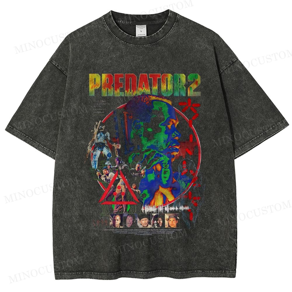 Predator 2 Sci-Fi Action Collage Graphic Washed T-Shirt