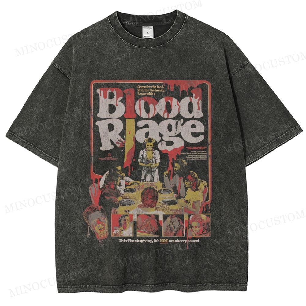 Blood Rage Slasher Horror Vintage Poster Graphic Washed T-Shirt