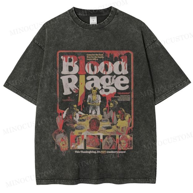 Blood Rage Slasher Horror Vintage Poster Graphic Washed T-Shirt