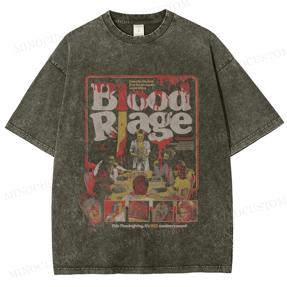 Blood Rage Slasher Horror Vintage Poster Graphic Washed T-Shirt