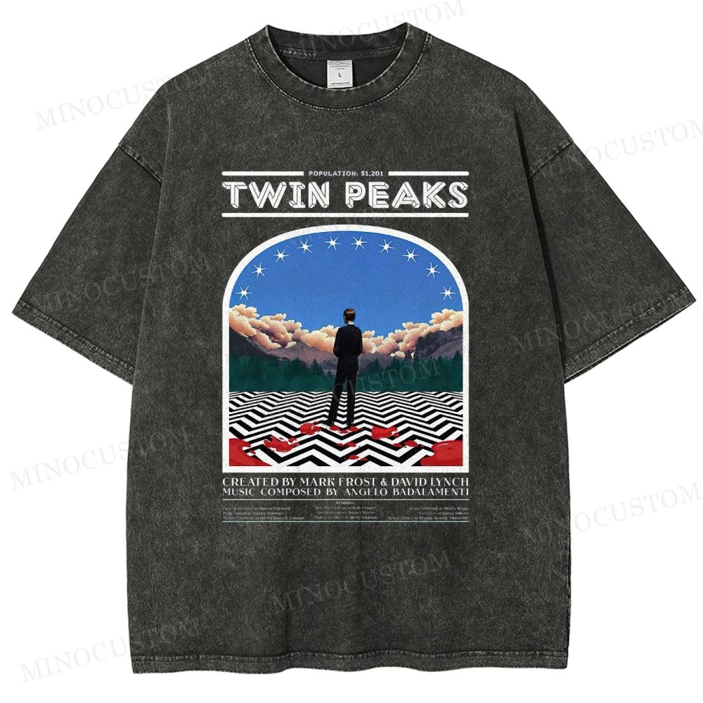 Twin Peaks Surreal Mystery Retro Graphic  Washed T-Shirt 