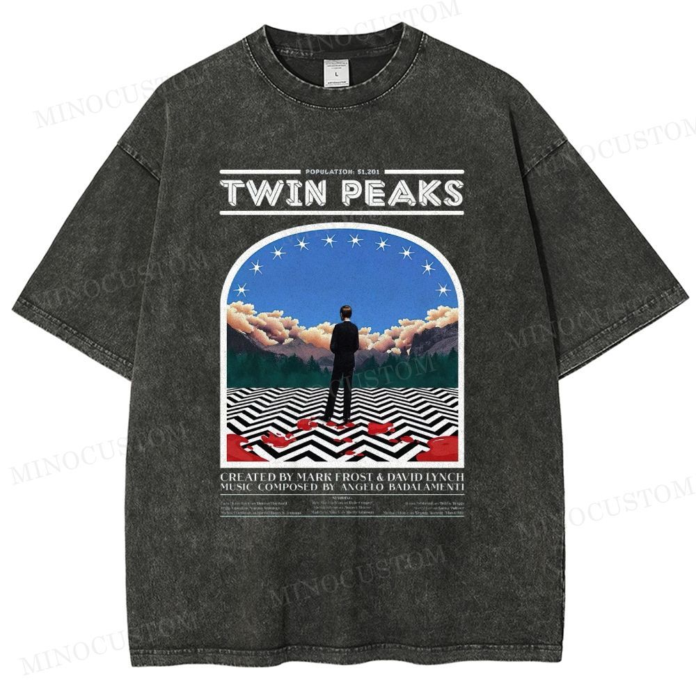 Twin Peaks Surreal Mystery Retro Graphic  Washed T-Shirt 