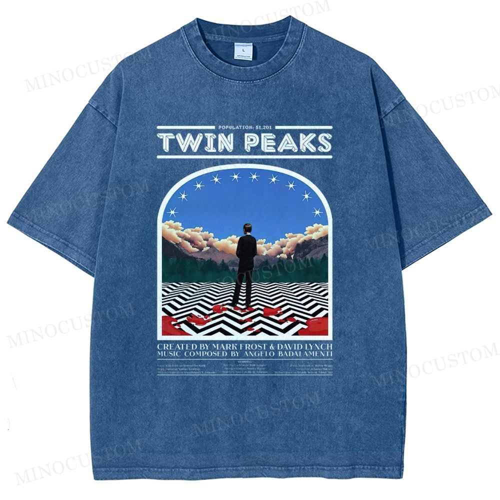 Twin Peaks Surreal Mystery Retro Graphic  Washed T-Shirt 