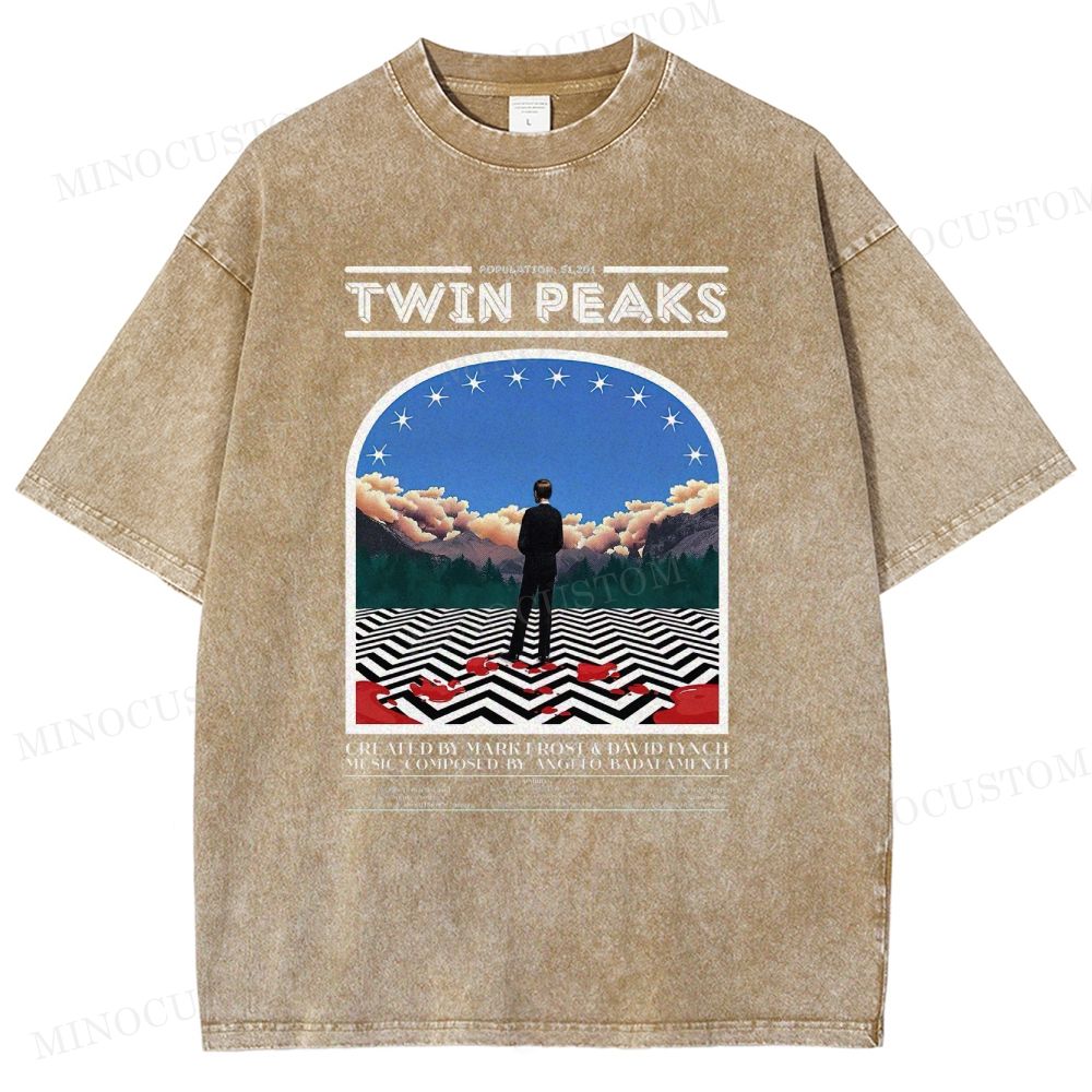 Twin Peaks Surreal Mystery Retro Graphic  Washed T-Shirt 
