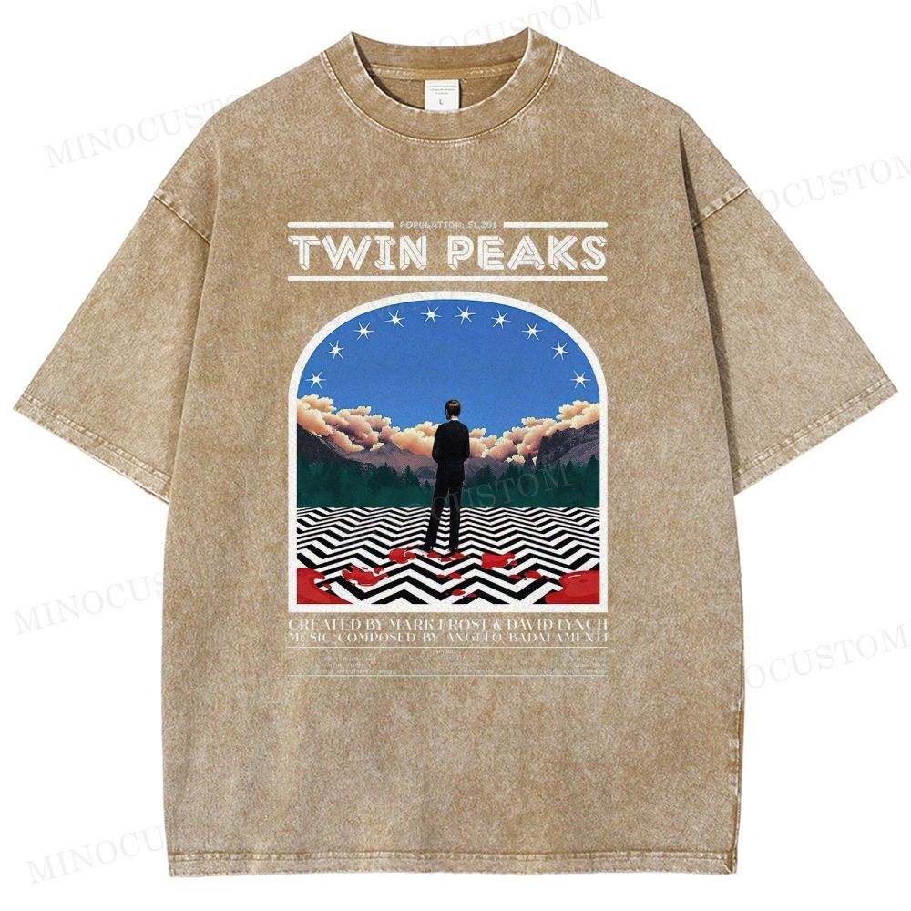 Twin Peaks Surreal Mystery Retro Graphic  Washed T-Shirt 