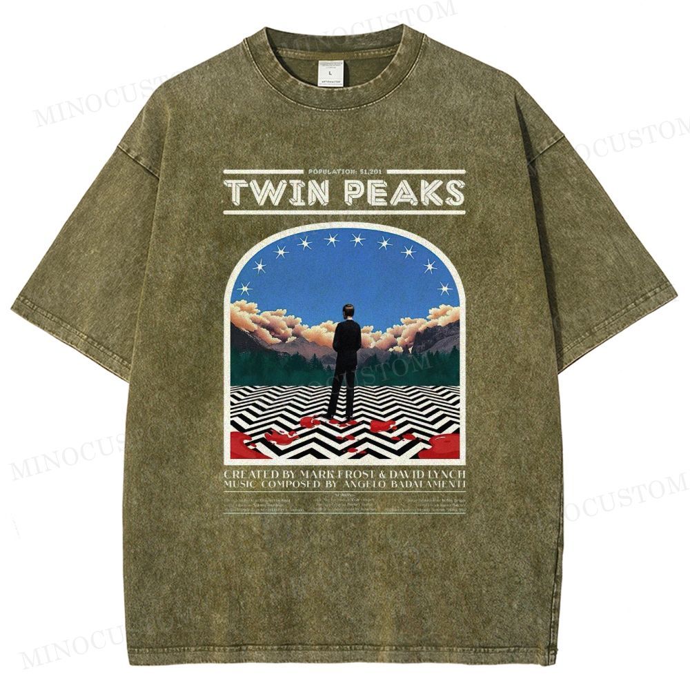Twin Peaks Surreal Mystery Retro Graphic  Washed T-Shirt 