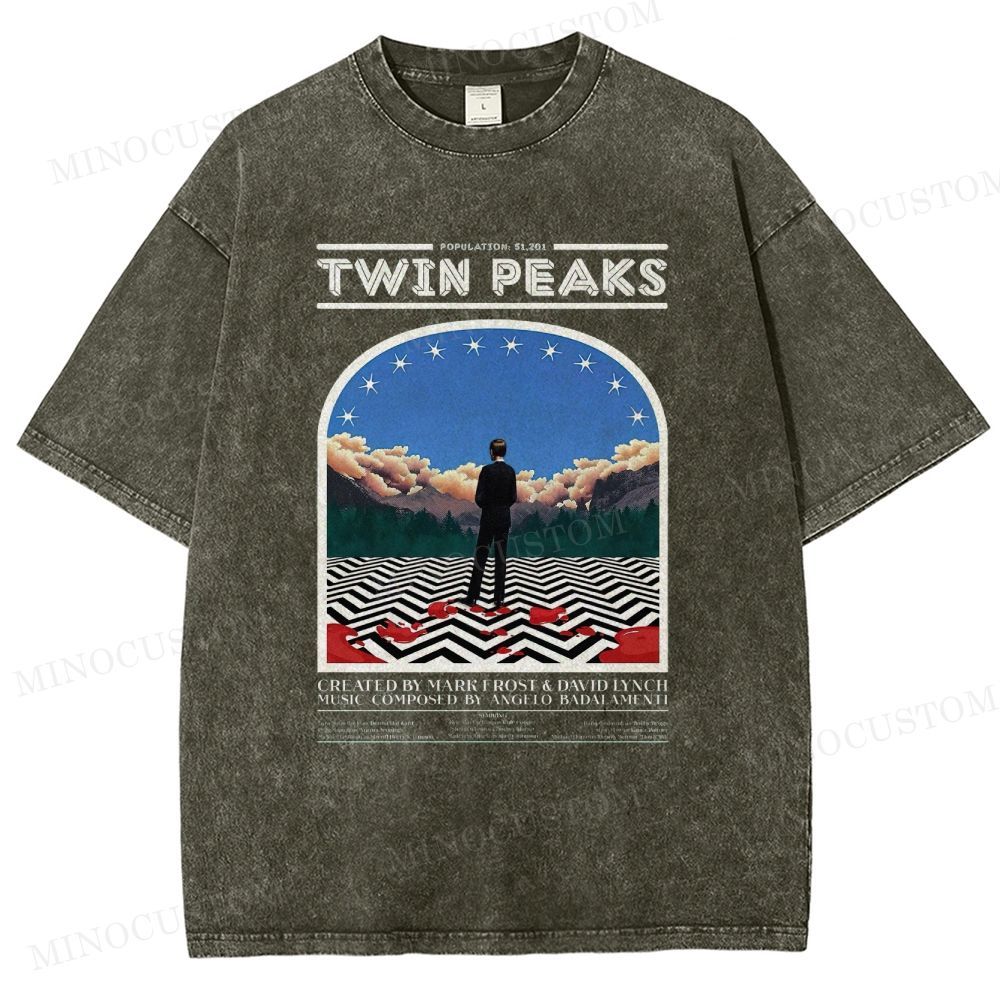 Twin Peaks Surreal Mystery Retro Graphic  Washed T-Shirt 