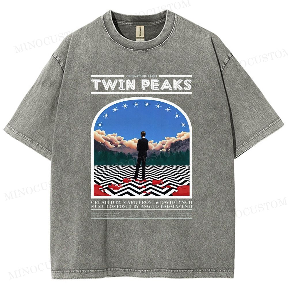 Twin Peaks Surreal Mystery Retro Graphic  Washed T-Shirt 