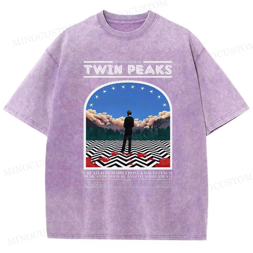 Twin Peaks Surreal Mystery Retro Graphic  Washed T-Shirt 