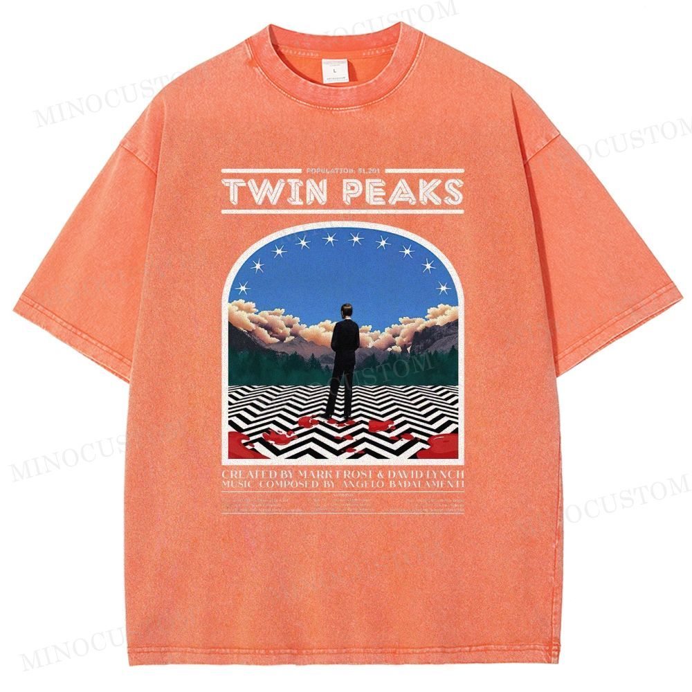 Twin Peaks Surreal Mystery Retro Graphic  Washed T-Shirt 