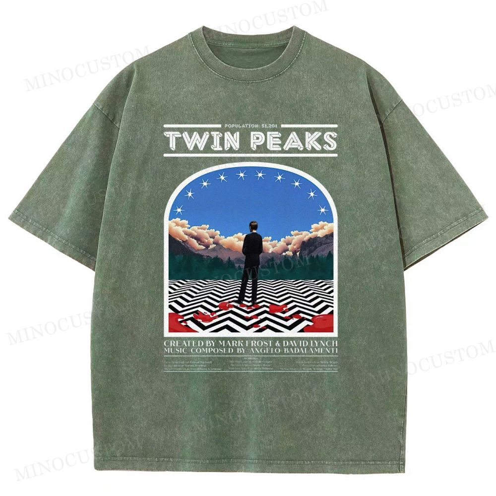 Twin Peaks Surreal Mystery Retro Graphic  Washed T-Shirt 
