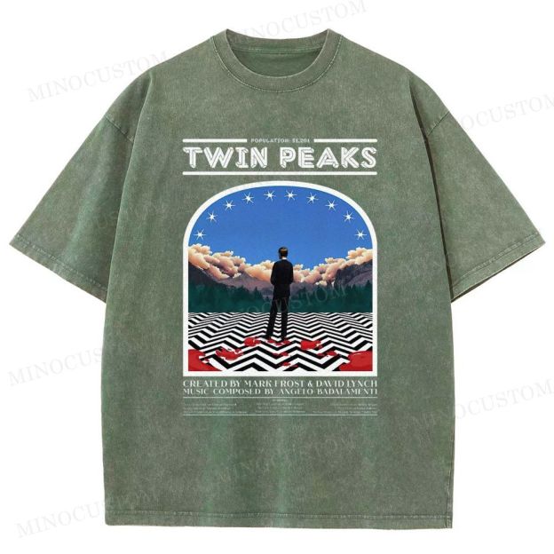 Twin Peaks Surreal Mystery Retro Graphic  Washed T-Shirt 