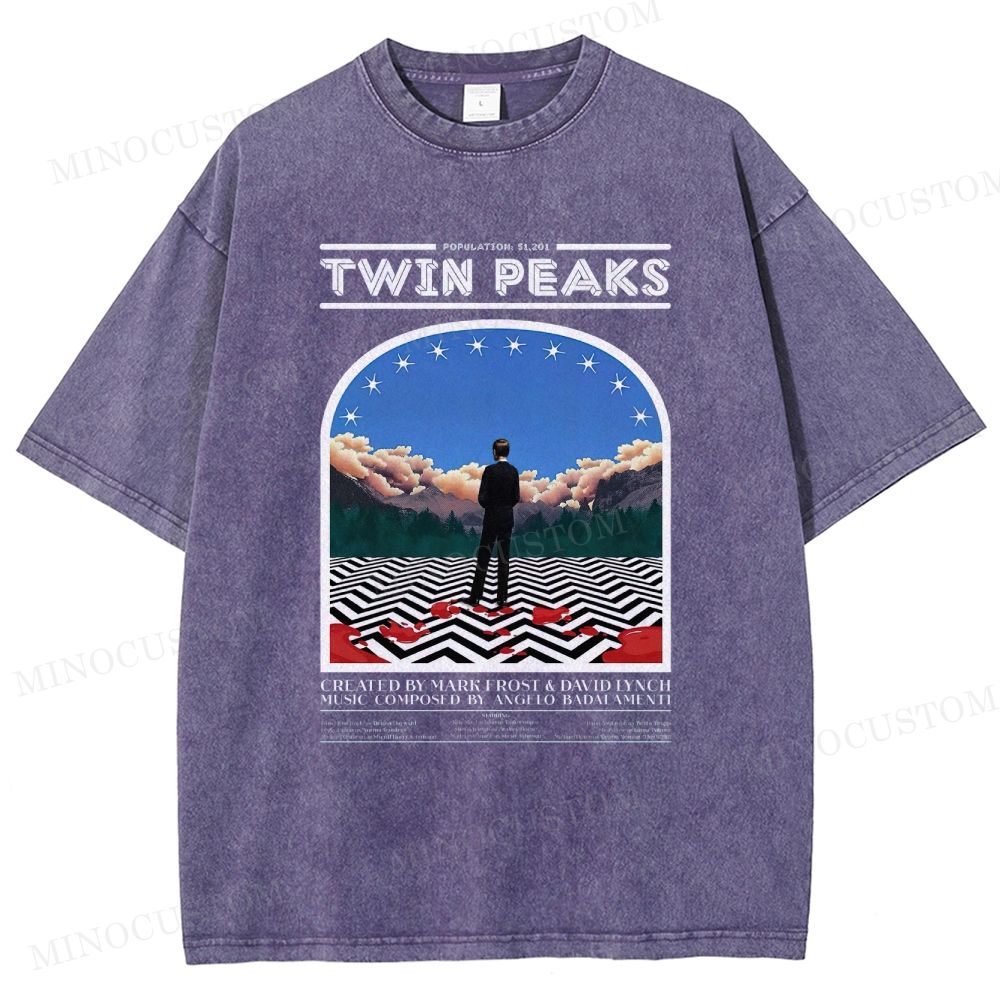 Twin Peaks Surreal Mystery Retro Graphic  Washed T-Shirt 