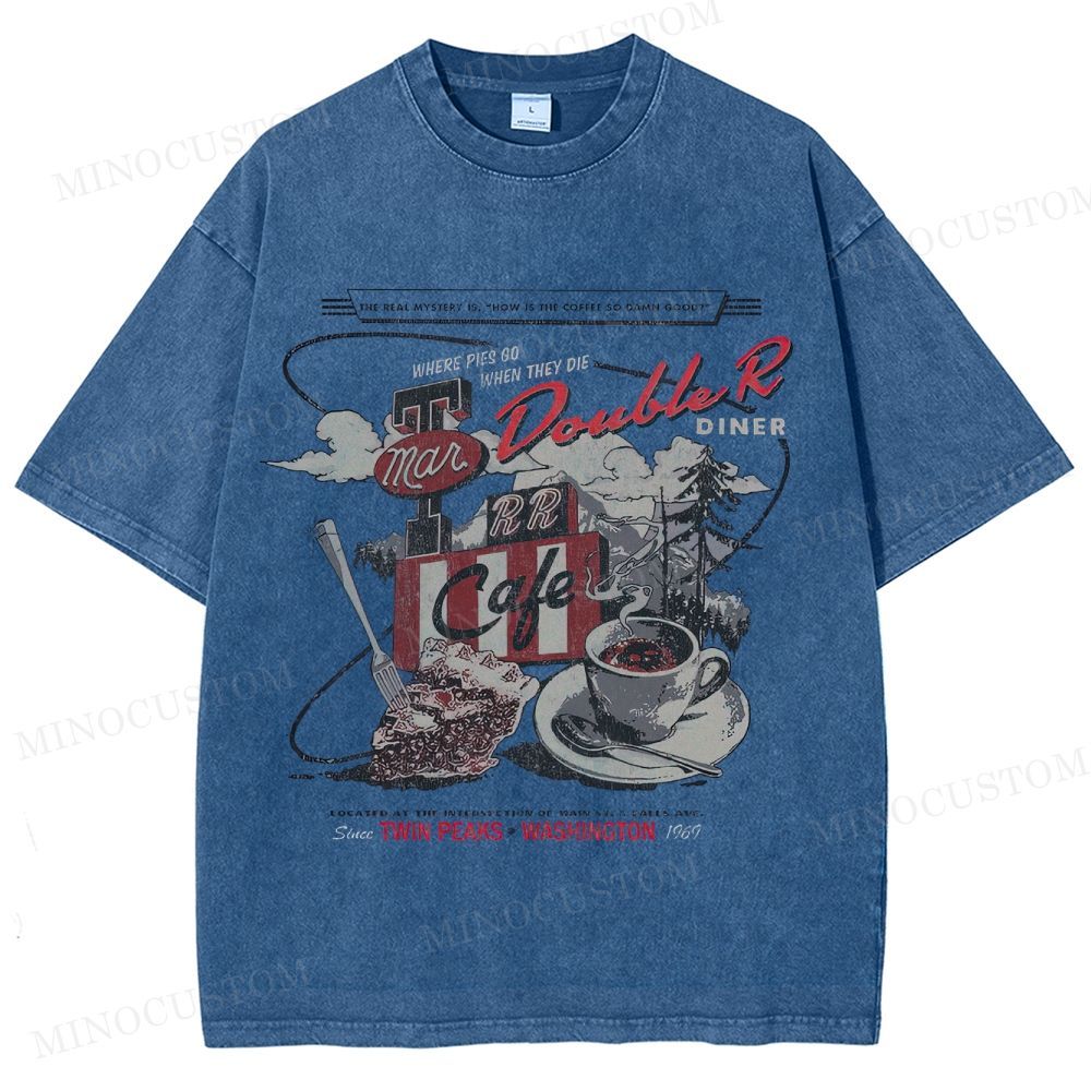 Twin Peaks Retro Americana Mystery Graphic Washed T-Shirt