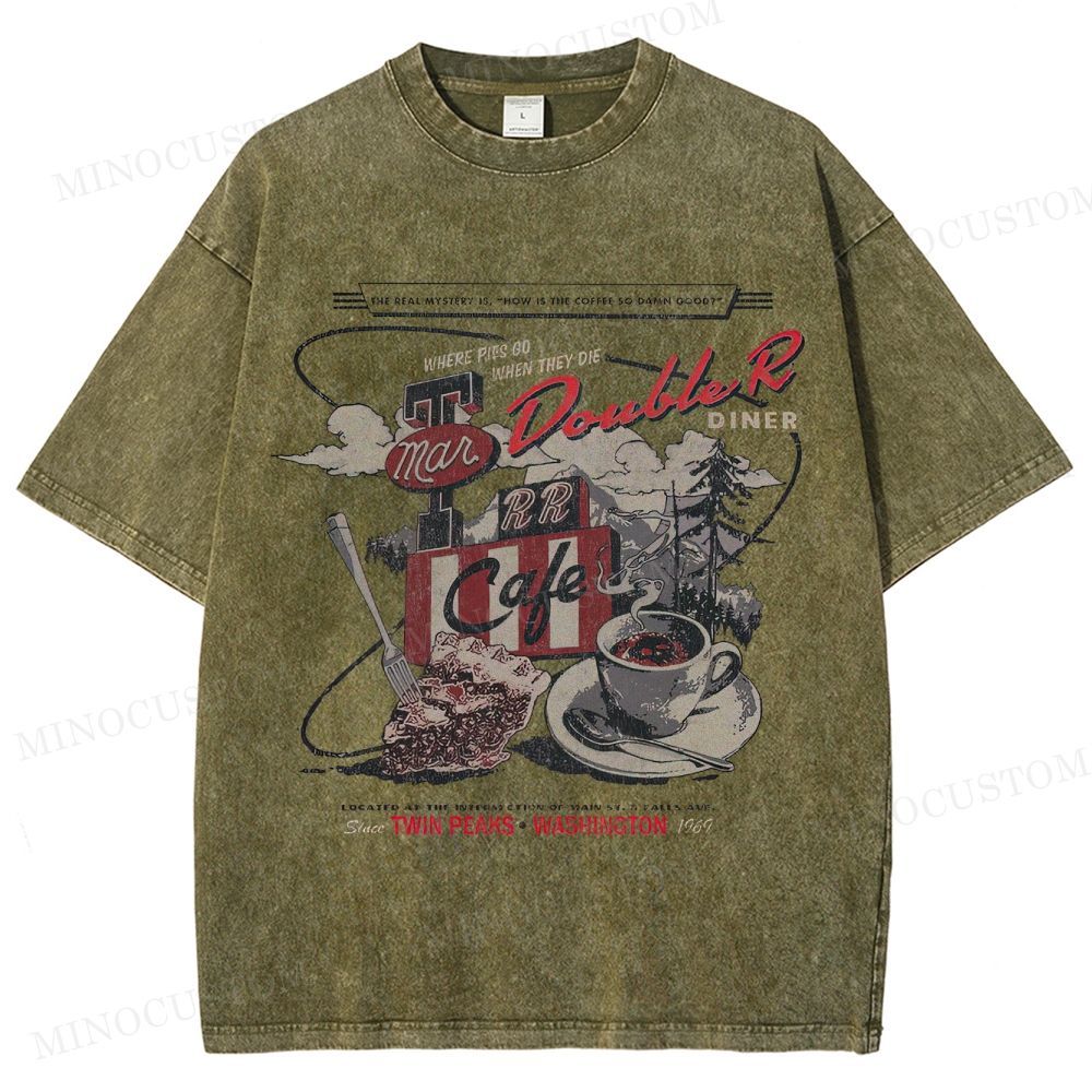 Twin Peaks Retro Americana Mystery Graphic Washed T-Shirt