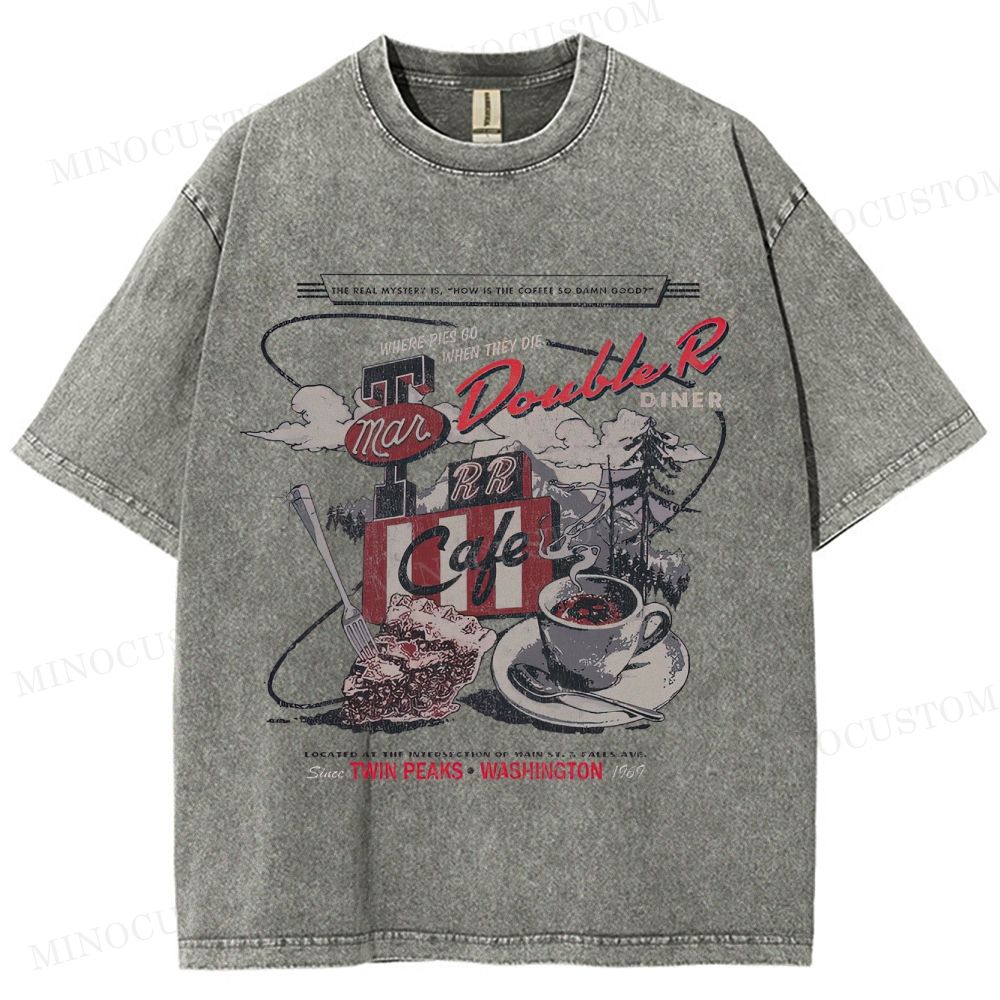 Twin Peaks Retro Americana Mystery Graphic Washed T-Shirt