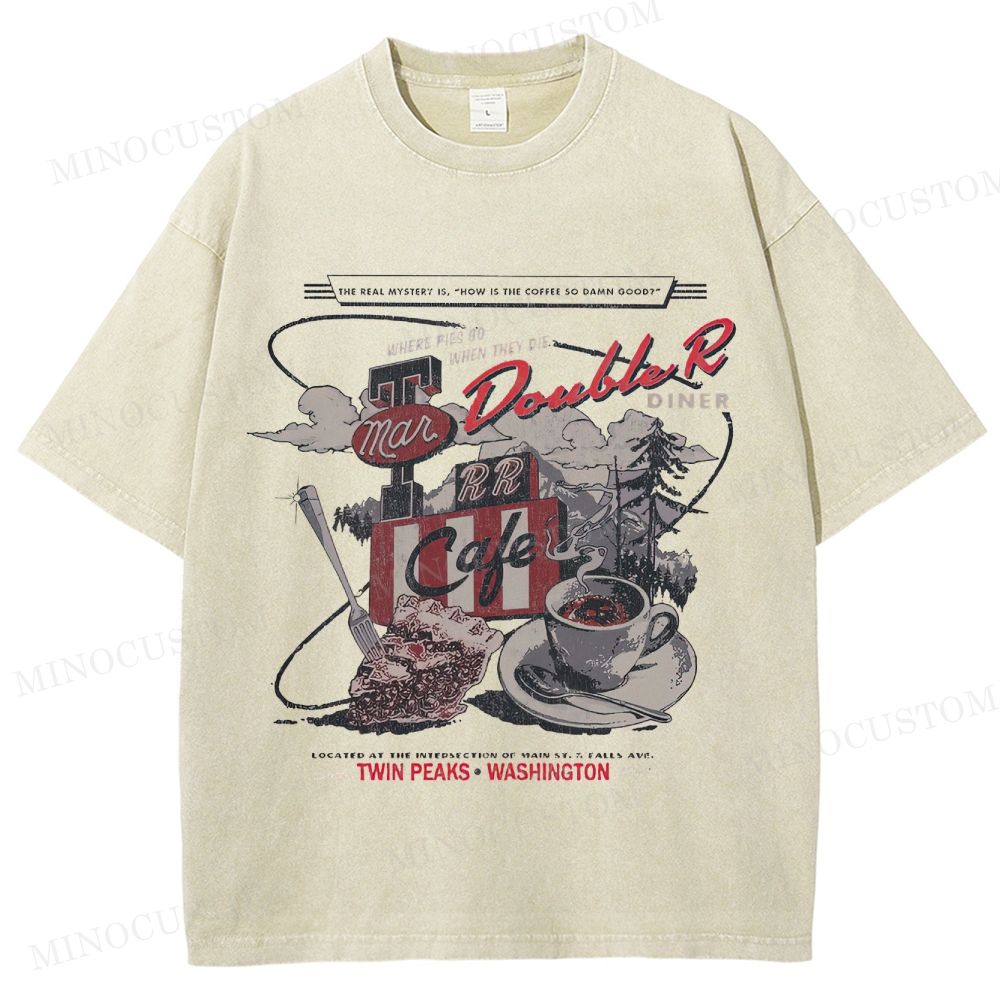 Twin Peaks Retro Americana Mystery Graphic Washed T-Shirt