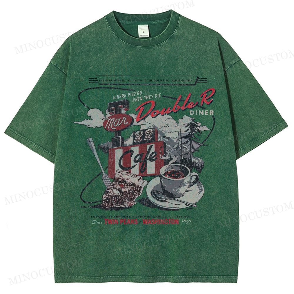 Twin Peaks Retro Americana Mystery Graphic Washed T-Shirt
