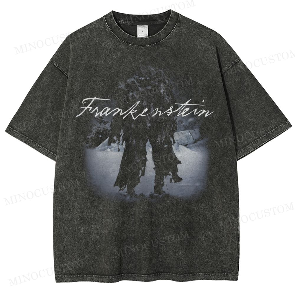 Frankenstein (Guillermo del Toro’s Version) Gothic Horror Retro Graphic Washed T-Shirt
