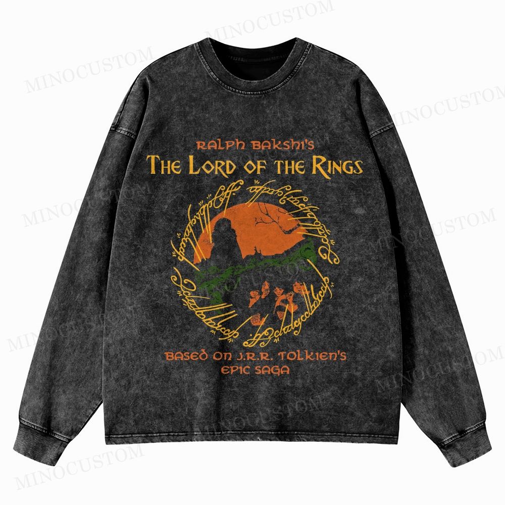 The Lord of the Rings (Ralph Bakshi’s Version) Fantasy Epic Graphic Washed Long-Sleeved T-Shirt