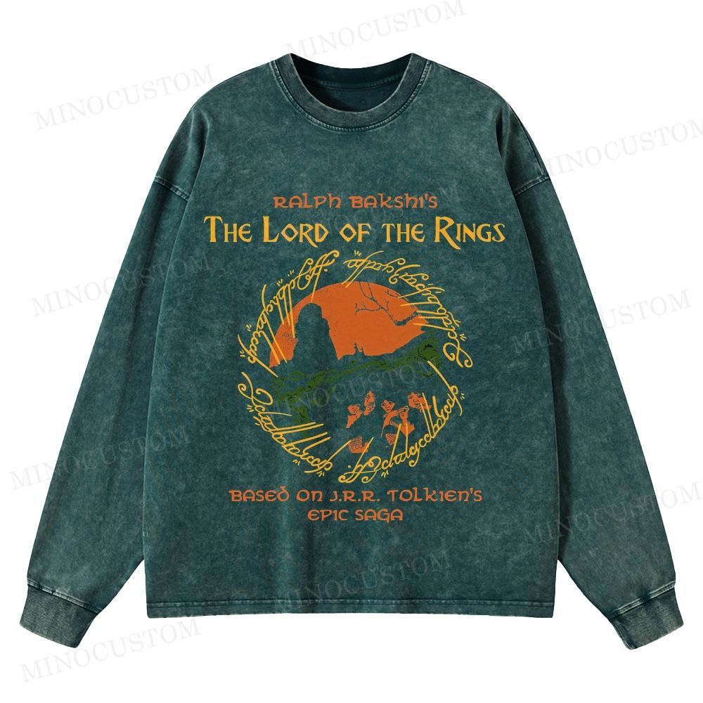The Lord of the Rings (Ralph Bakshi’s Version) Fantasy Epic Graphic Washed Long-Sleeved T-Shirt