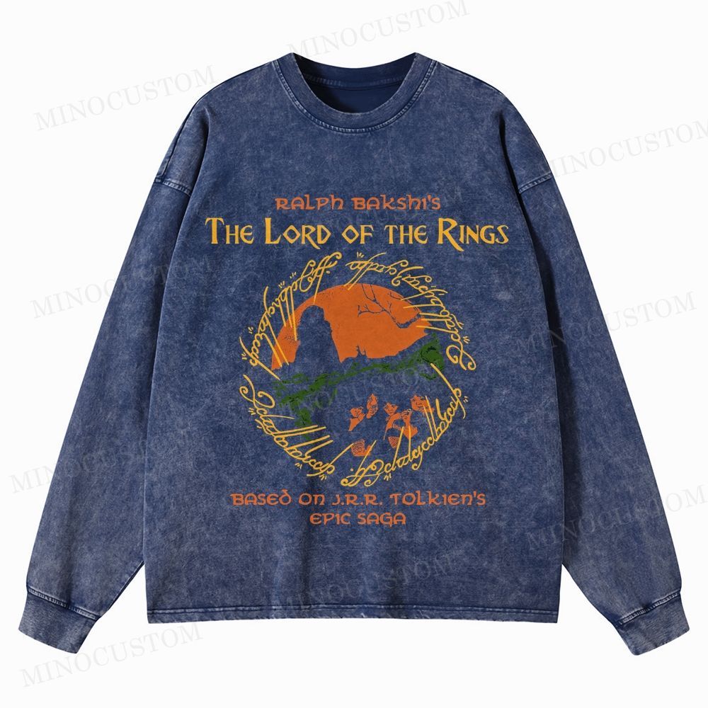 The Lord of the Rings (Ralph Bakshi’s Version) Fantasy Epic Graphic Washed Long-Sleeved T-Shirt