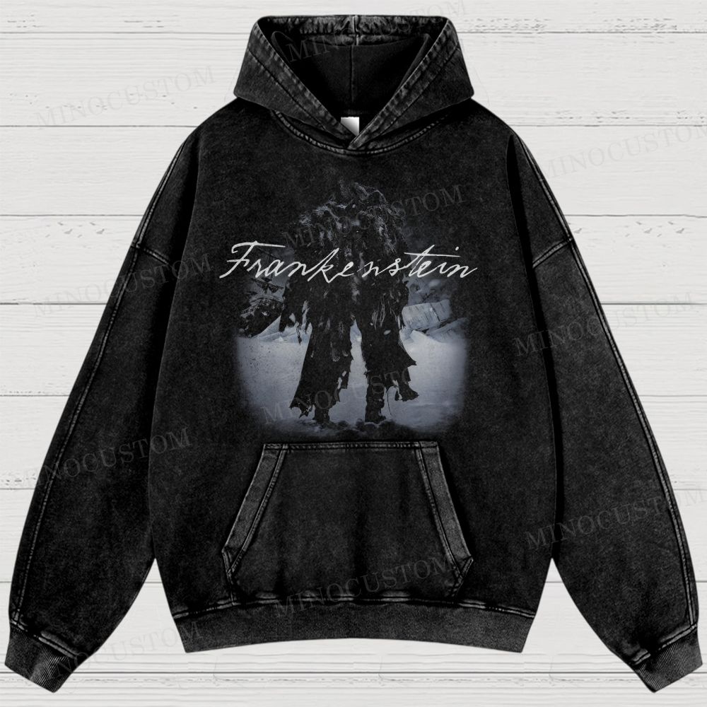 Frankenstein (Guillermo del Toro’s Version) Gothic Horror Retro Graphic Washed Hoodies