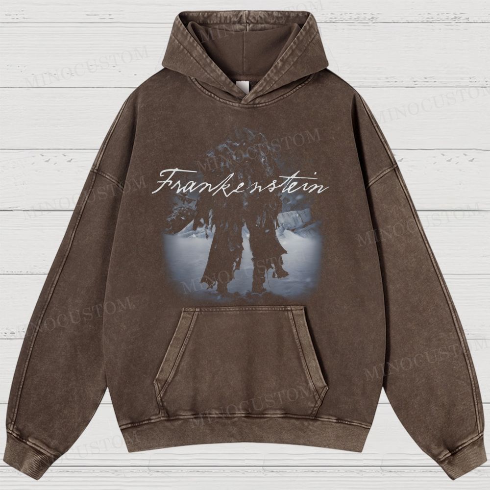 Frankenstein (Guillermo del Toro’s Version) Gothic Horror Retro Graphic Washed Hoodies