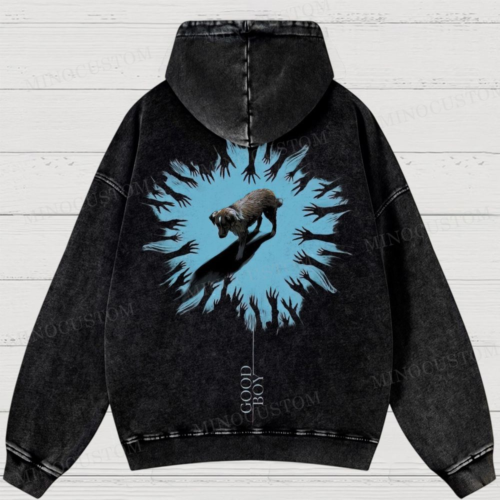 Good Boy (2025) Horror Thriller Retro Graphic Washed Hoodies