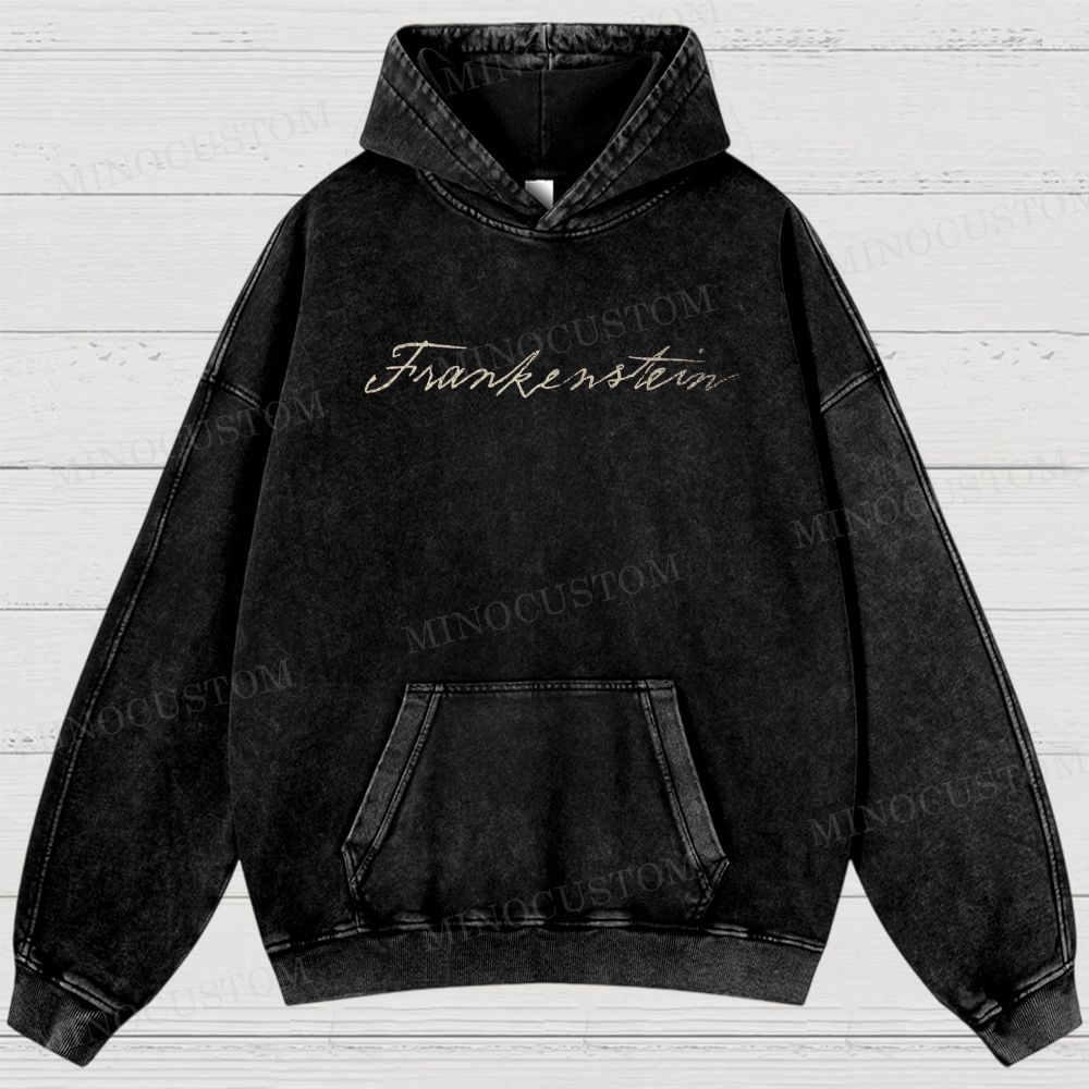 Frankenstein Gothic Horror Graphic  Washed Hoodies