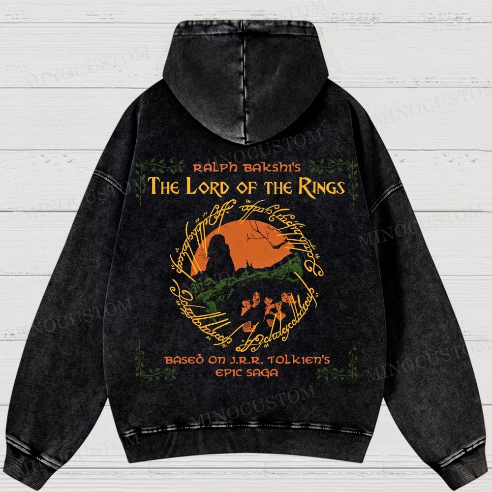 The Lord of the Rings (Ralph Bakshi’s Version) Fantasy Epic Graphic Washed Hoodies 