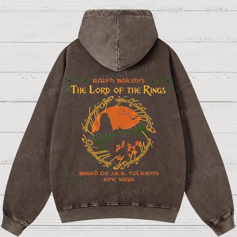 The Lord of the Rings (Ralph Bakshi’s Version) Fantasy Epic Graphic Washed Hoodies 
