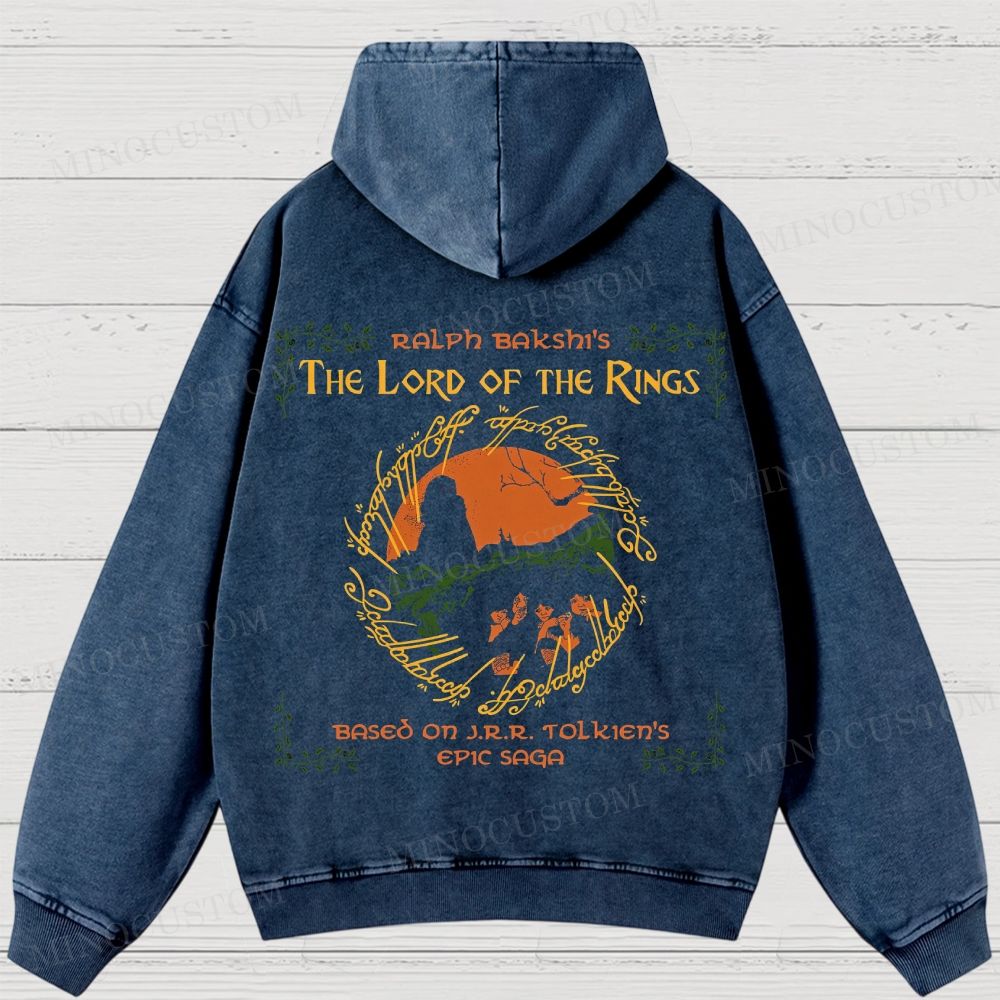 The Lord of the Rings (Ralph Bakshi’s Version) Fantasy Epic Graphic Washed Hoodies 