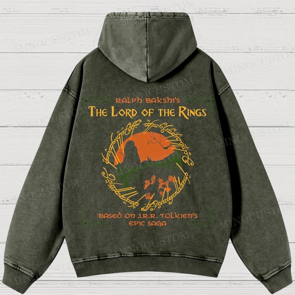 The Lord of the Rings (Ralph Bakshi’s Version) Fantasy Epic Graphic Washed Hoodies 