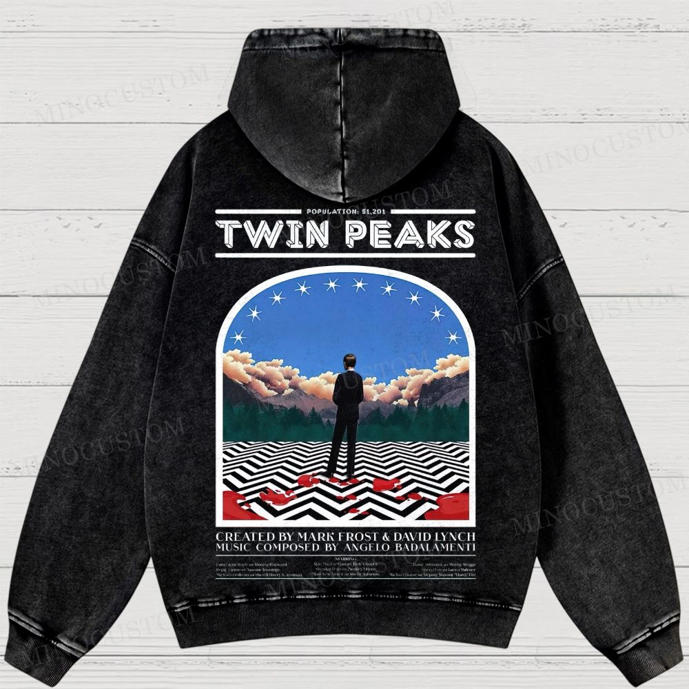 Twin Peaks Surreal Mystery Retro Graphic Washed Hoodies