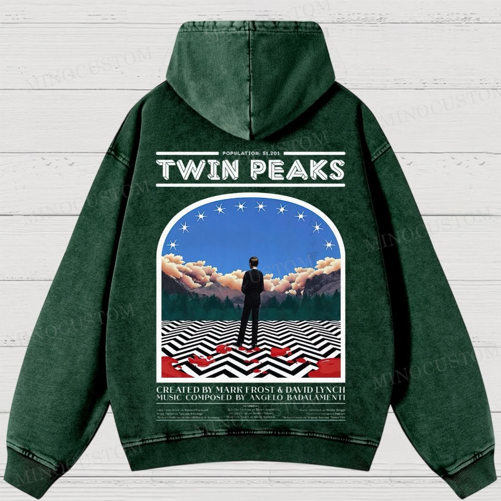 Twin Peaks Surreal Mystery Retro Graphic Washed Hoodies