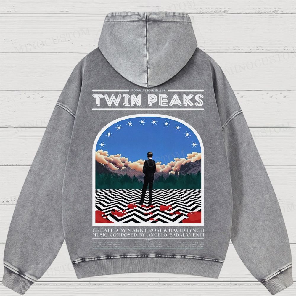 Twin Peaks Surreal Mystery Retro Graphic Washed Hoodies