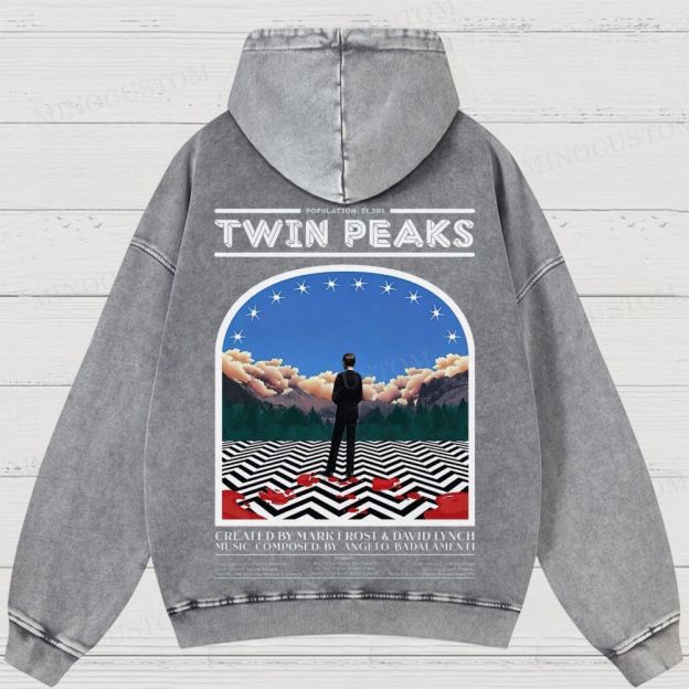 Twin Peaks Surreal Mystery Retro Graphic Washed Hoodies