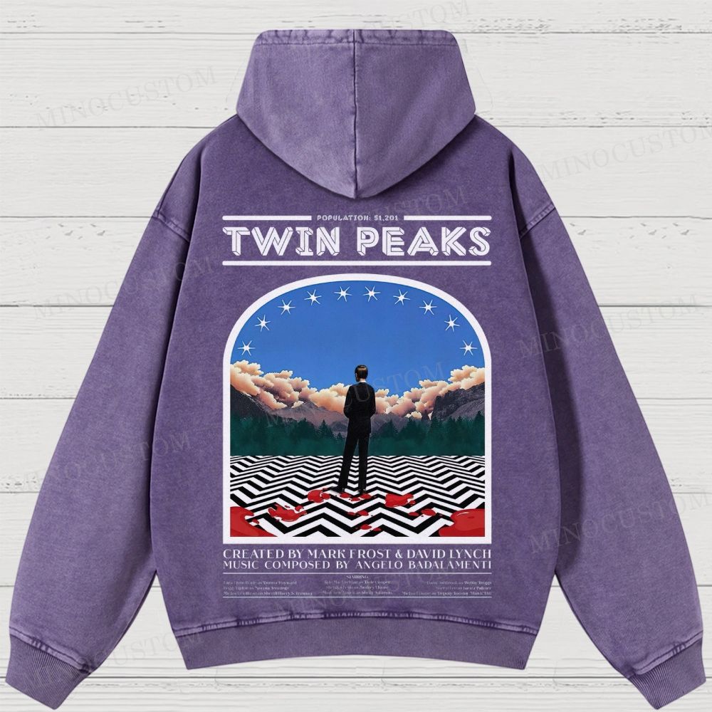 Twin Peaks Surreal Mystery Retro Graphic Washed Hoodies