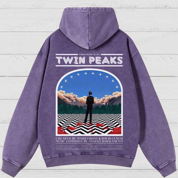 Twin Peaks Surreal Mystery Retro Graphic Washed Hoodies