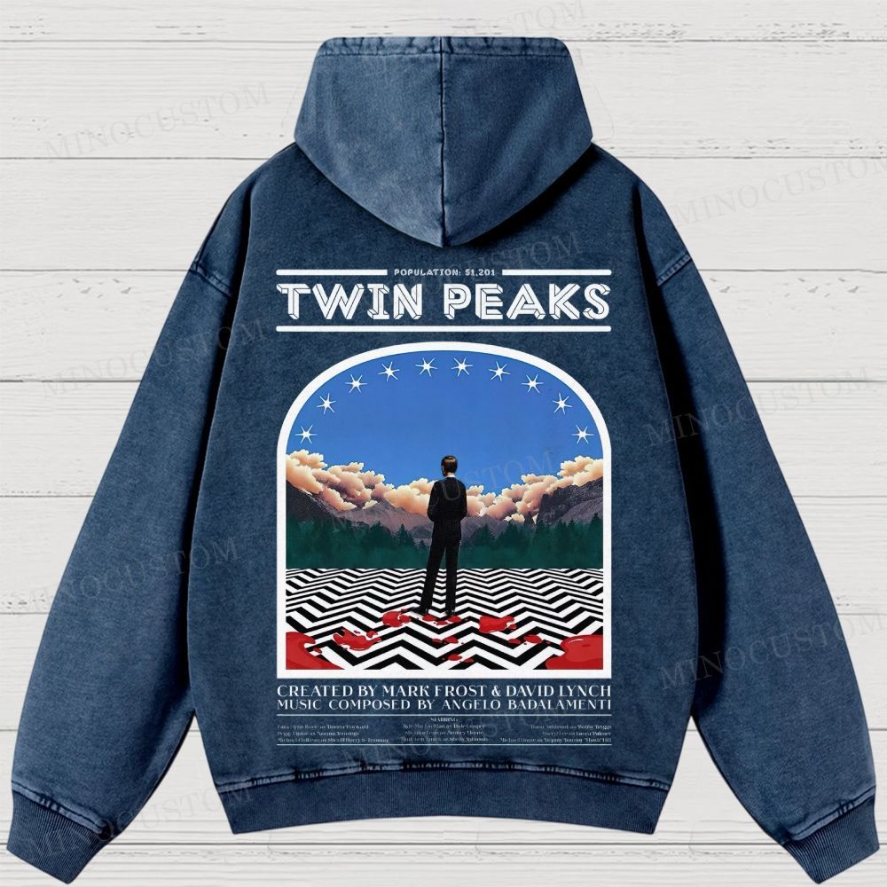 Twin Peaks Surreal Mystery Retro Graphic Washed Hoodies