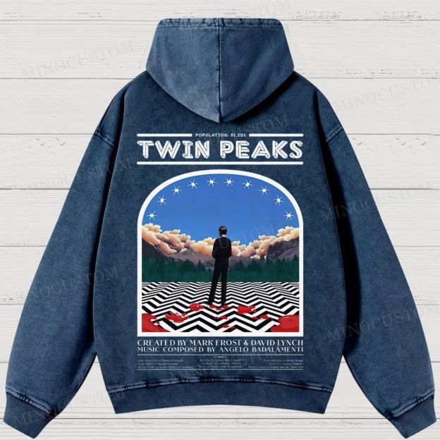 Twin Peaks Surreal Mystery Retro Graphic Washed Hoodies
