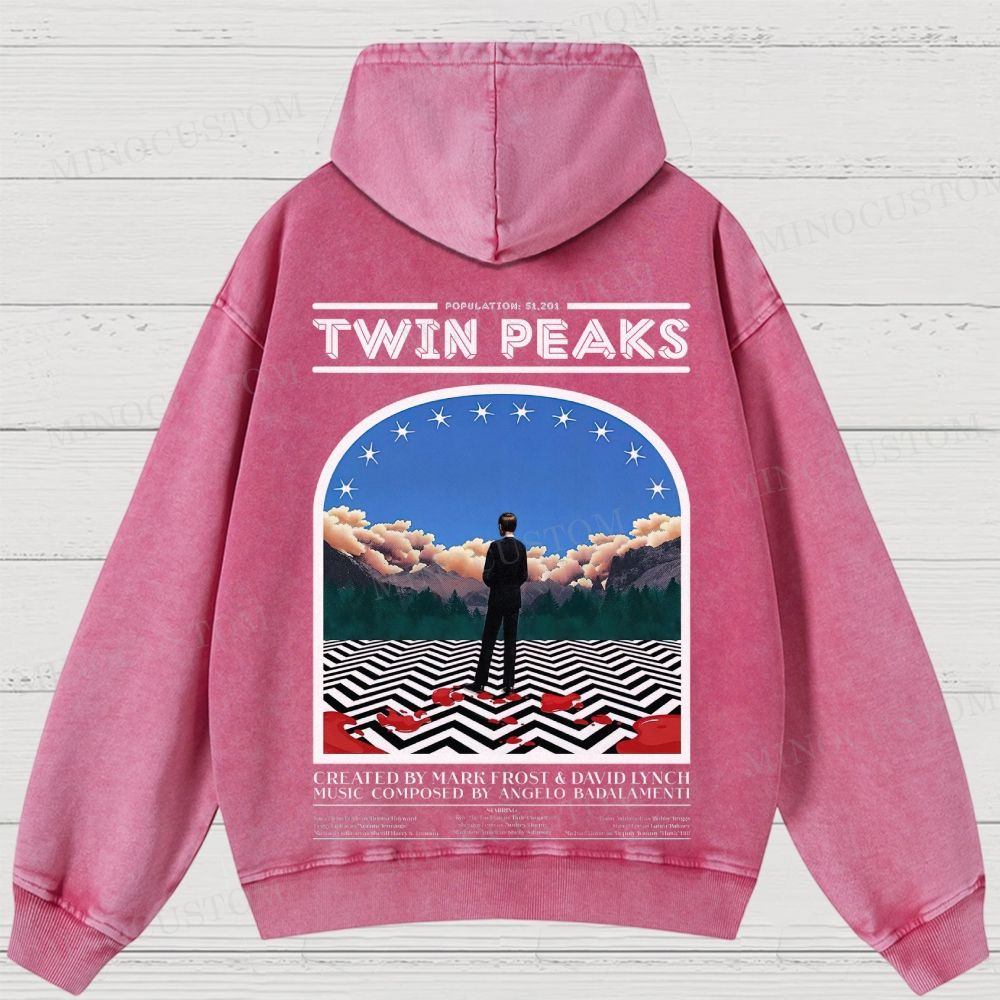 Twin Peaks Surreal Mystery Retro Graphic Washed Hoodies