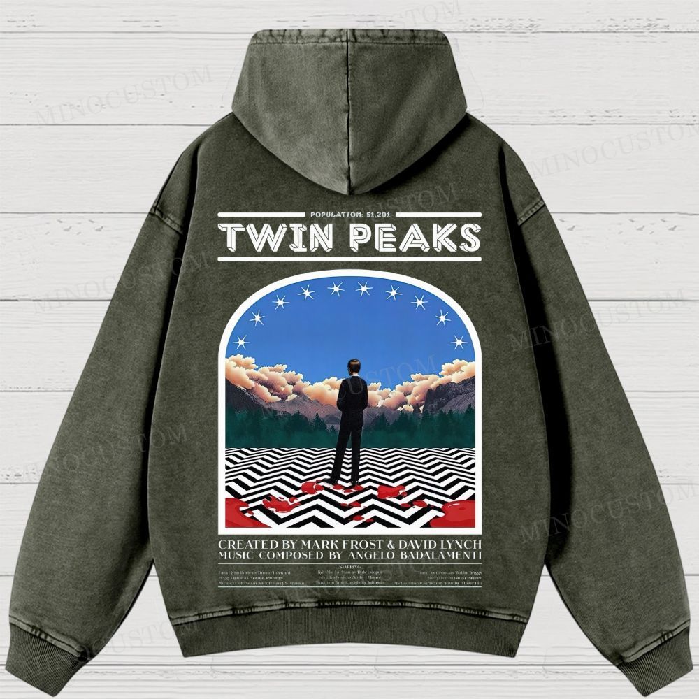 Twin Peaks Surreal Mystery Retro Graphic Washed Hoodies