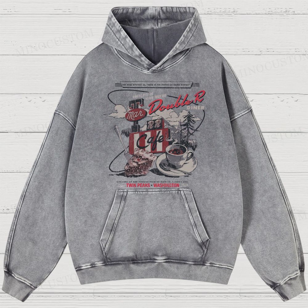 Twin Peaks Retro Americana Mystery Graphic Washed Hoodies