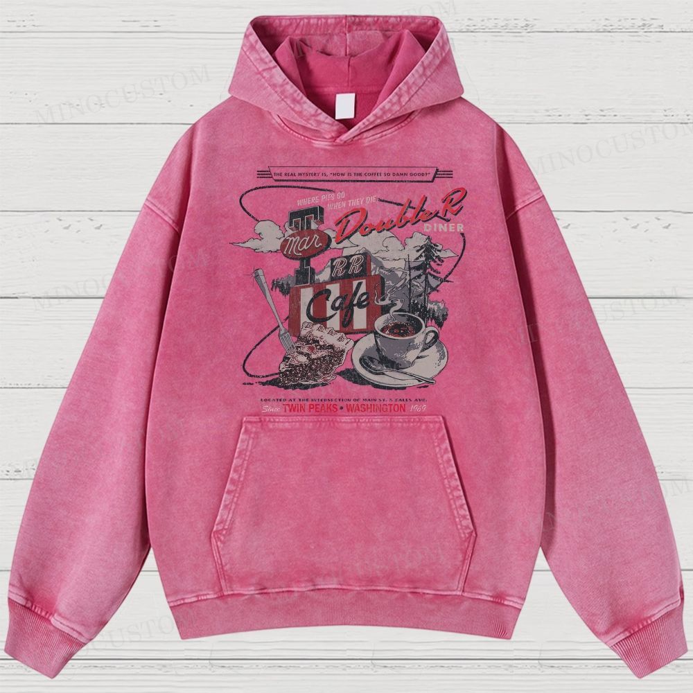 Twin Peaks Retro Americana Mystery Graphic Washed Hoodies