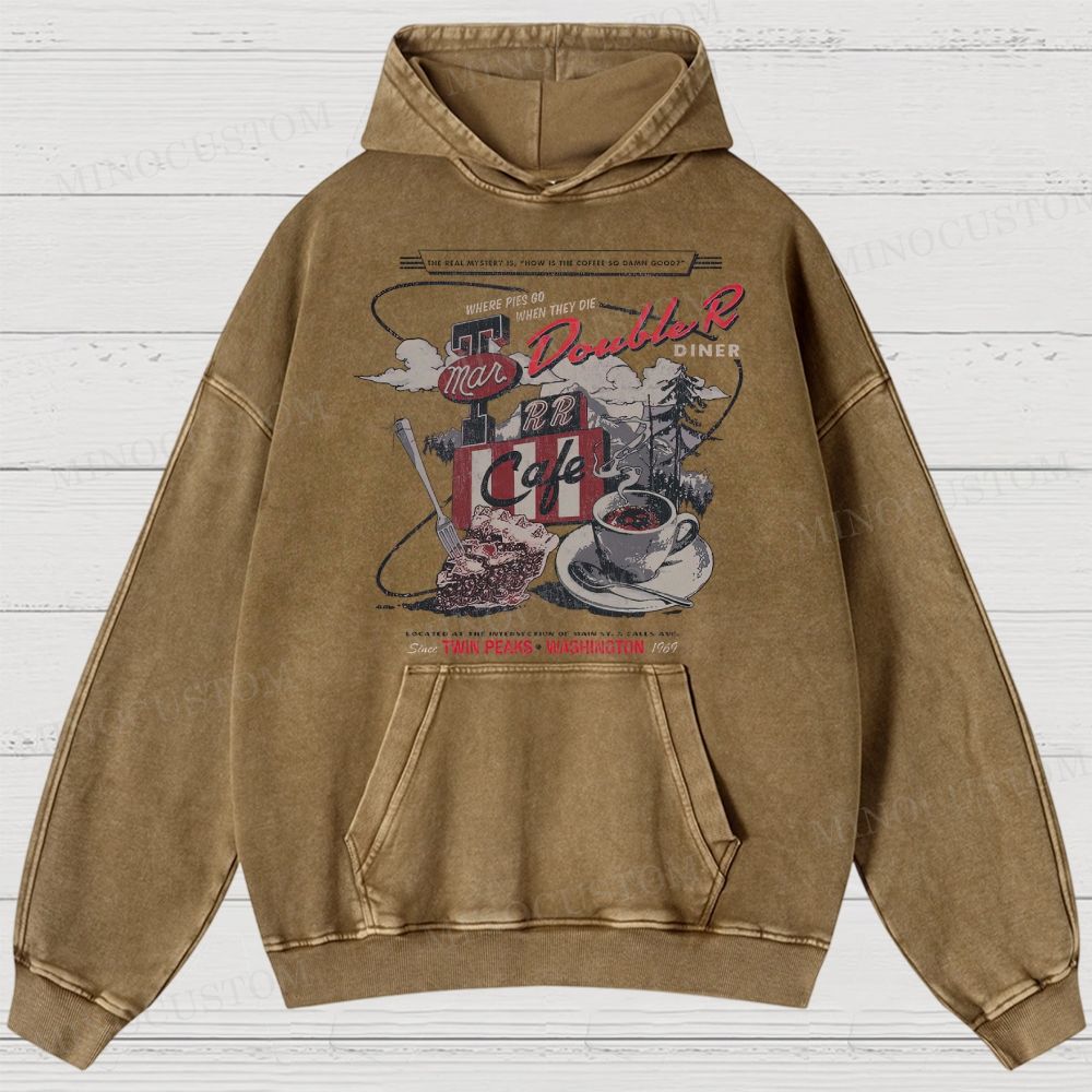 Twin Peaks Retro Americana Mystery Graphic Washed Hoodies