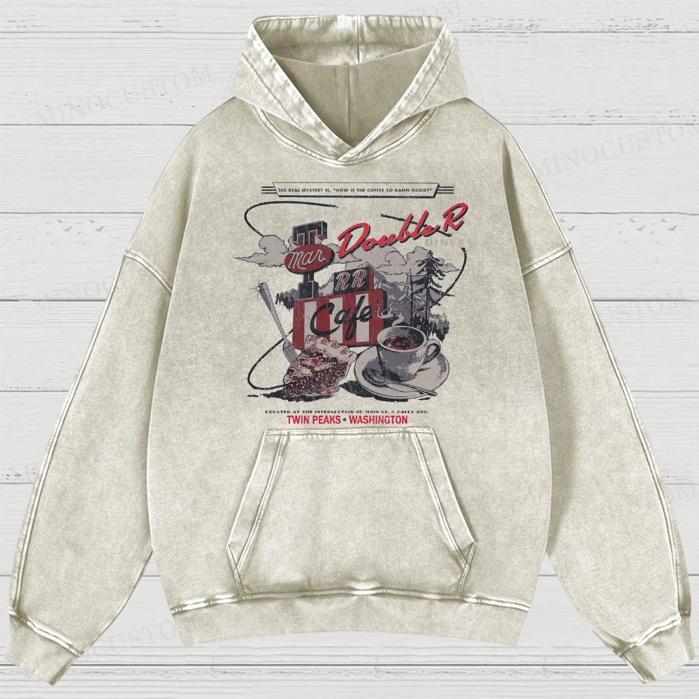 Twin Peaks Retro Americana Mystery Graphic Washed Hoodies