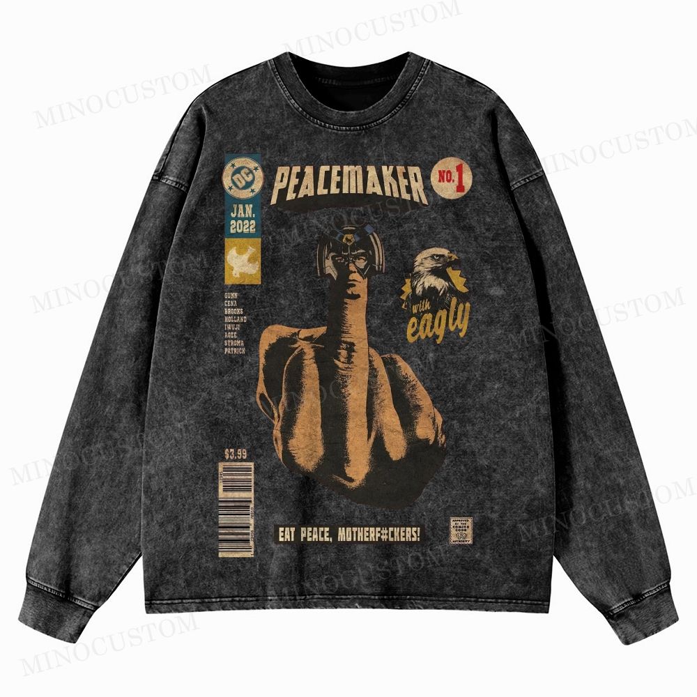 Peacemaker No.1 Comic Washed Long-Sleeved T-Shirt 