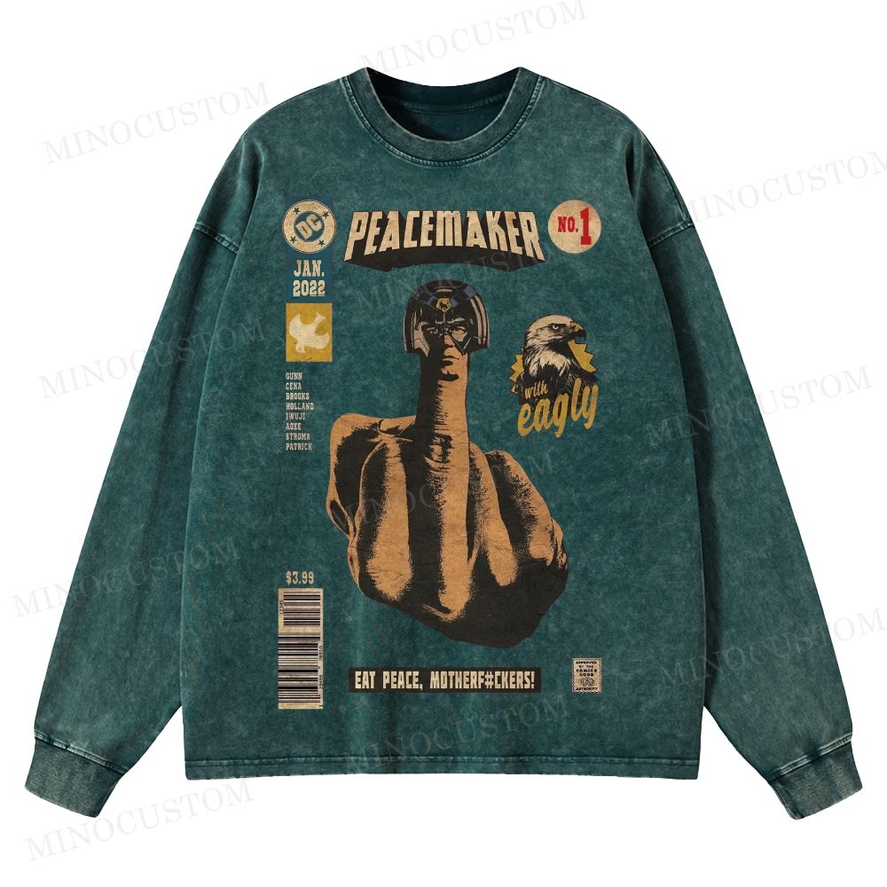 Peacemaker No.1 Comic Washed Long-Sleeved T-Shirt 